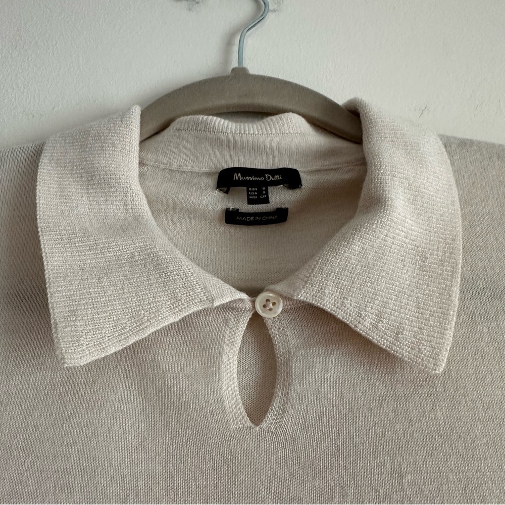 Massimo Dutti • Wool Lyocell Collared Keyhole Sweater‎ - Picture 3 of 6